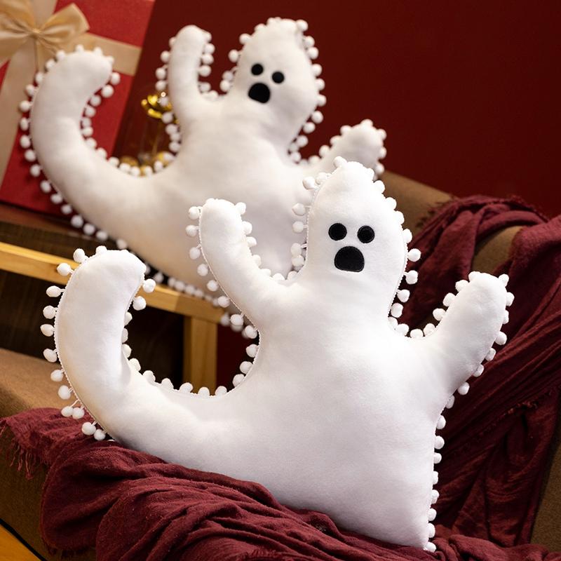 Non-Toxic New Halloween Ghost Pillow Plush Soft Cute Ghost Throw Pillow Decor Halloween Decorative Gift Toy Gift