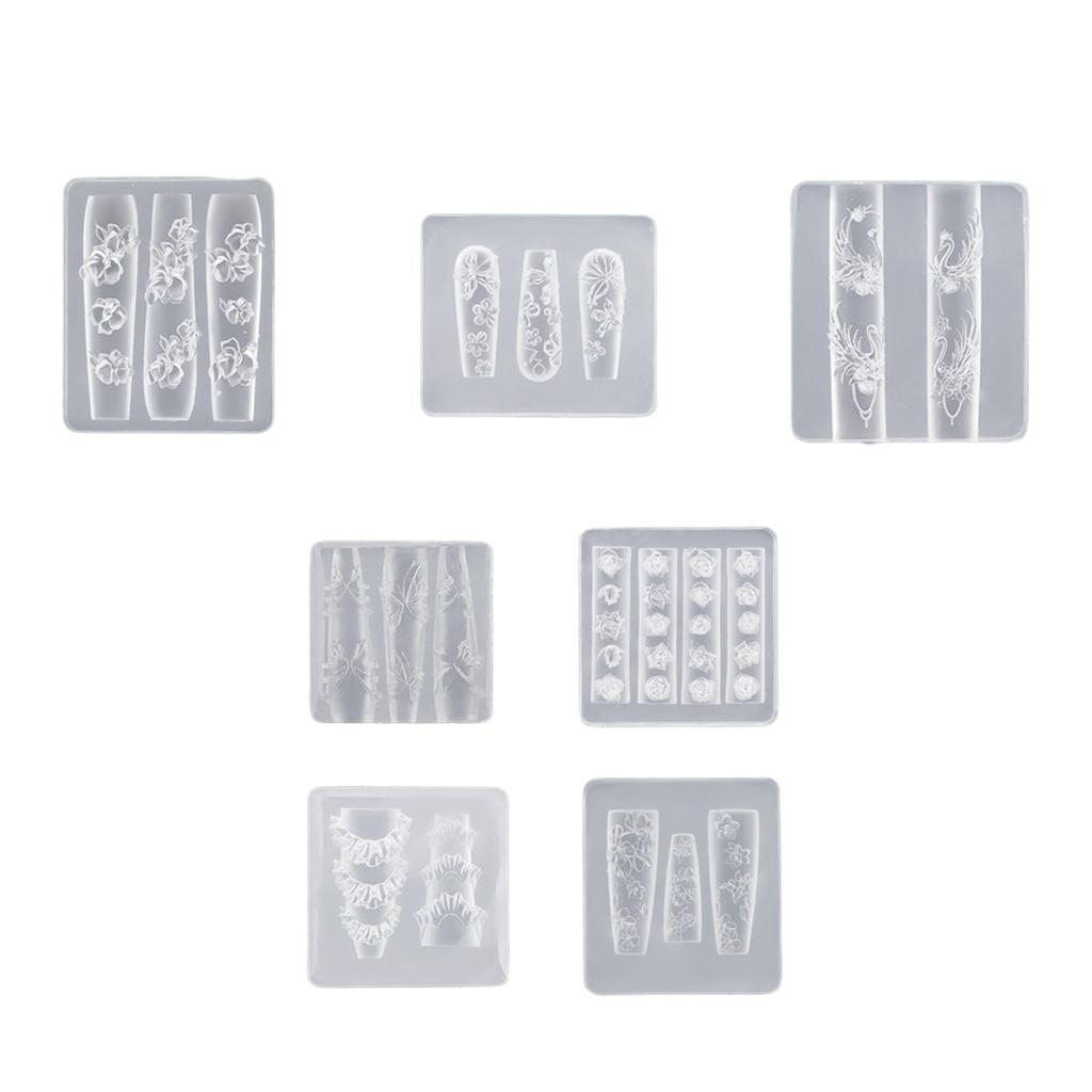 Multipurpose Nail Art Silicone Mould for 3D Designs Butterfly Flower Moon Patterns Portable for Acrylic Craft Supplies