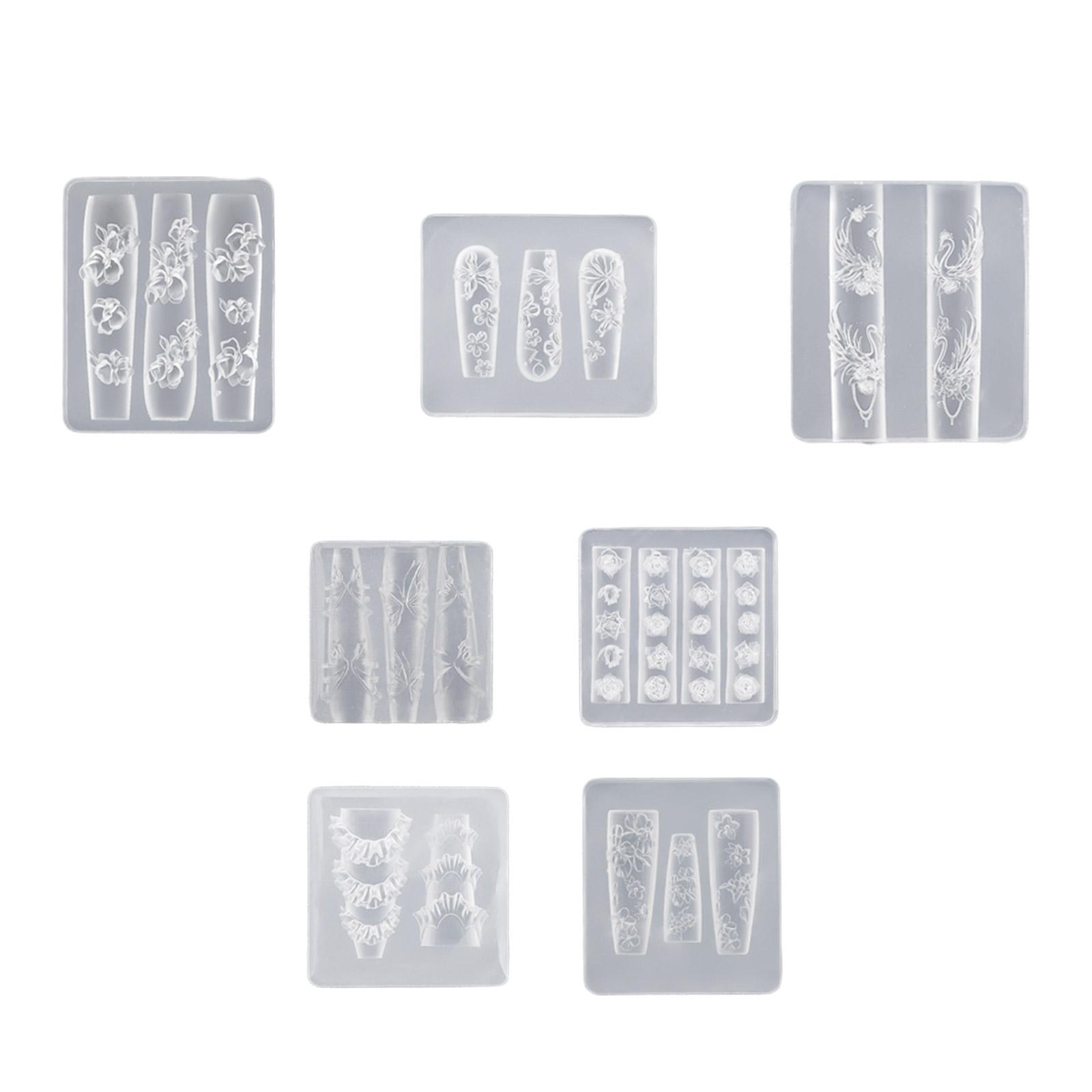 

Многоразовая силиконовая форма для нейл-арта для 3D-дизайнов с узорами бабочки, цветка и луны, портативная для акриловых материалов для рукоделия