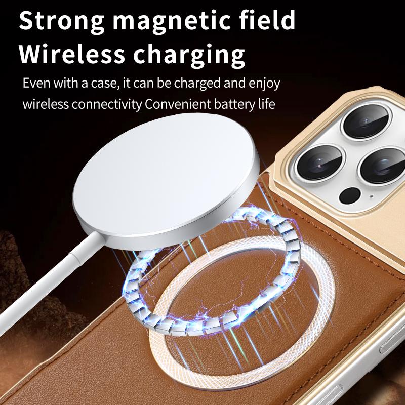 KEYSION Luxury Magnetic PU Leather Aromatherapy Phone Case for iPhone 16 Pro Max 16 Plus 16e Wireless Charging Borderless Cover