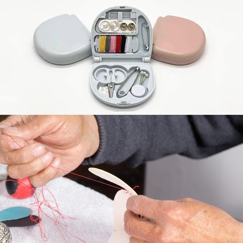 Basic Needle and Thread Set with Storage for Case Mini Sewing Kit Portable Sewing Supplies for Adult Home Travel Emergen