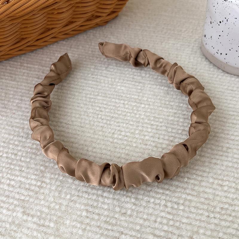 New Solid Silky Satin Pleats Headbands for Woman Girls Elegant Hair Hoop Wash Face Hair Band Fashion Hair Accessories
