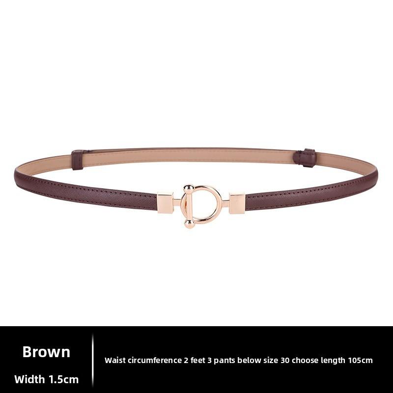 Classic Leather Waist Belt For Women With Adjustable Alloy Buckle Minimalist Fashion