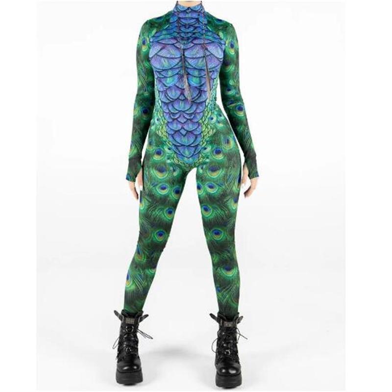 Women Colorful Psychedelic Art Print Jumpsuit Festival Party Bodysuit Colorful Vibes Catsuit Halloween Zentai Suit Rave Costumes
