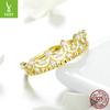 Queen'S Laurel 925 Sterling Silver Ring Women'S Real Gold Plated Fashion Jewelry Ring Scr493