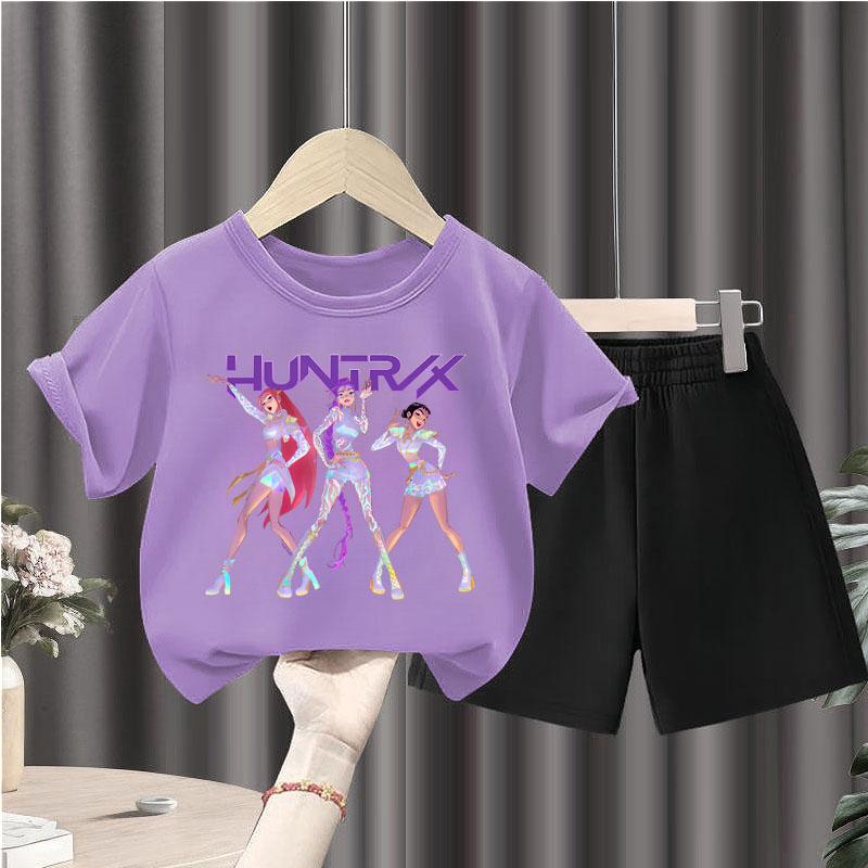 

Summer Children Casual T Shirt Sets K POP Cartoon Printed Girls Short Sleeve Top and Shorts Two Piece Suit Kids Fashion Outfits 100
