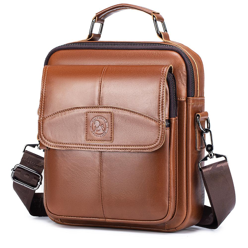 Men Genuine Leather Crossbody Backpack for Business and Commuting, Large Capacity