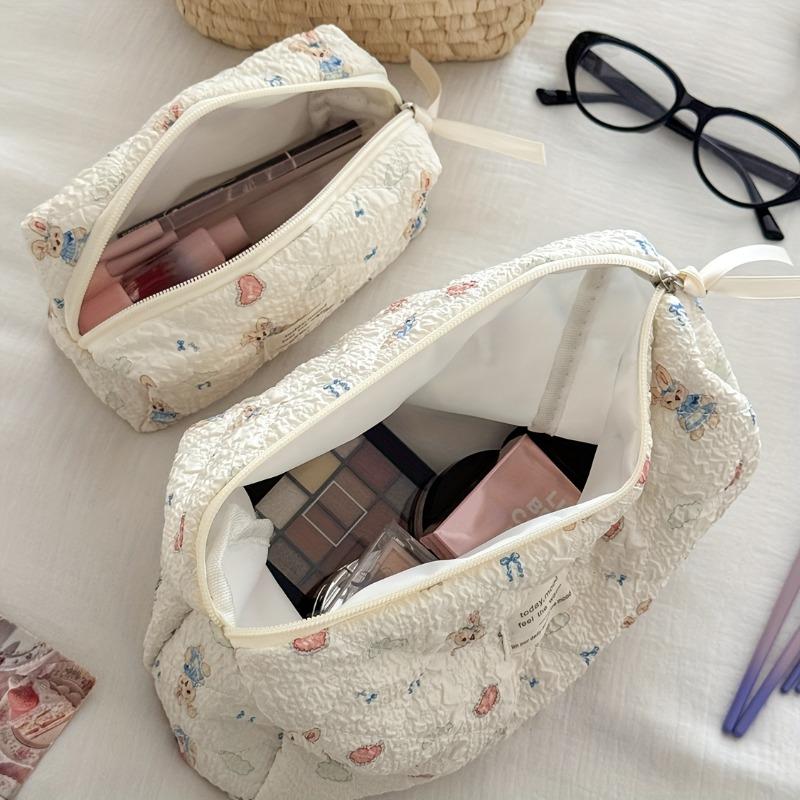 Cartoon Rabbit Makeup Bag Love Blue Skirt Bunny Cosmetic Bag Set Large Capacity Portable Travel Organizer Hand Washable Wash Bag
