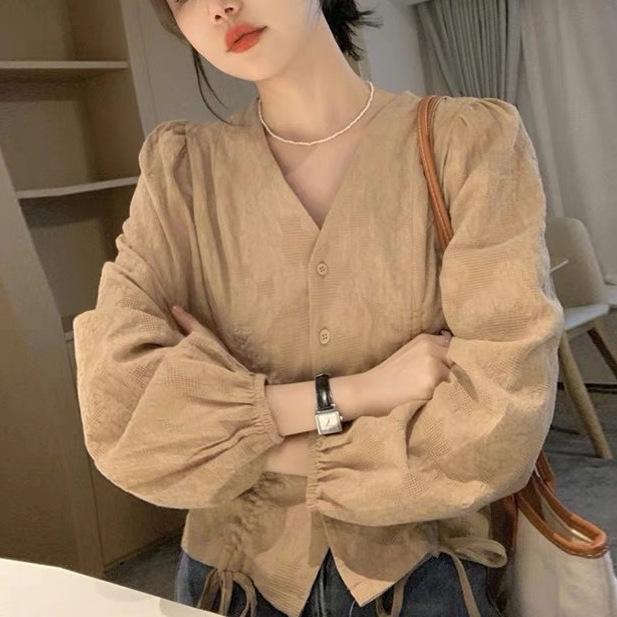 

Women s Chic Design Sense Long-sleeved Temperament Shirt with A Slim Casual Shirt XL білий