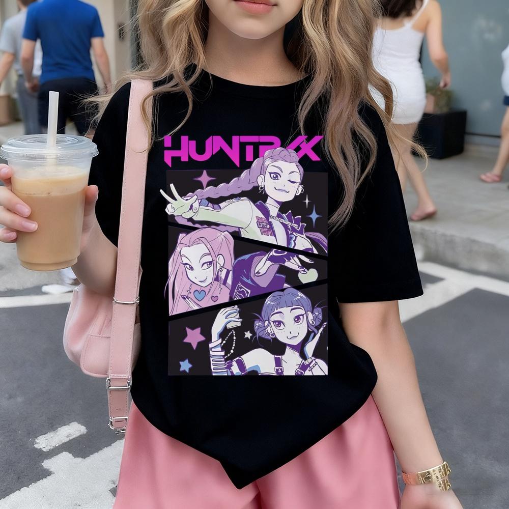 Children's Kpop Devil Hunter Cartoon T-shirt Harajuku Cool Children's T-shirt Summer Top