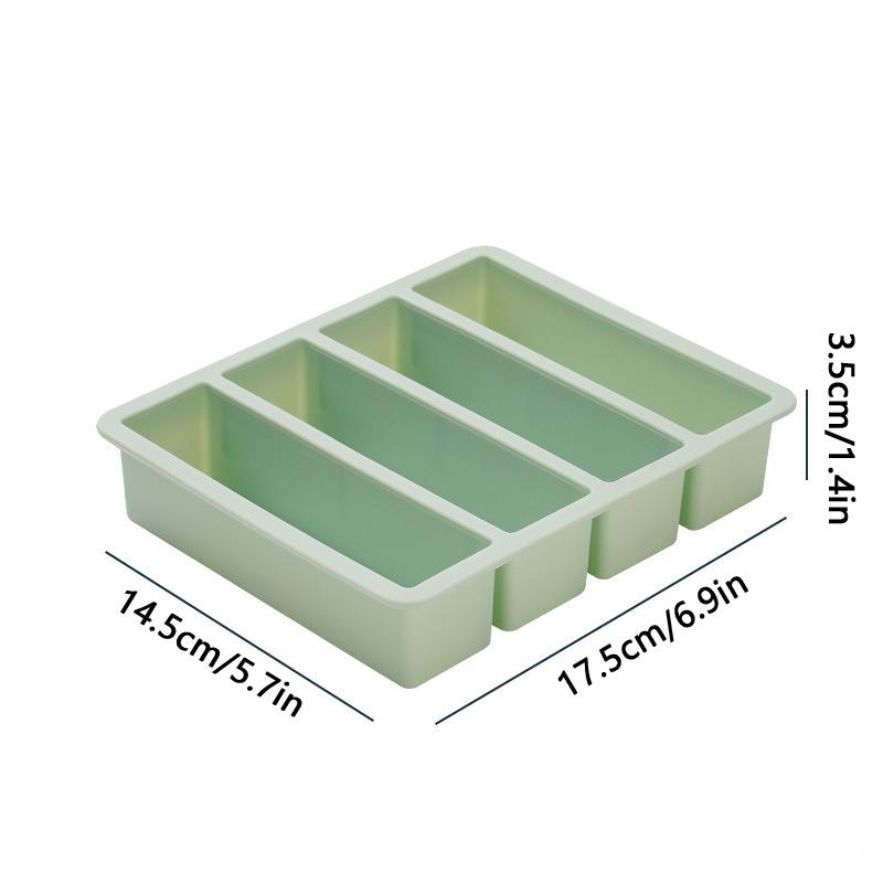 4 Grid Long Strip Ice-tray Ice Cube Tray Long Ice Stick Tray Silicone with Lid Rectangular Easy Release Ice Mold Bar Tools