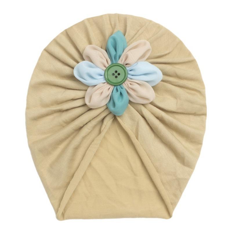 New children's button flower pullover hat, creative and comfortable baby hat, thin baby cap