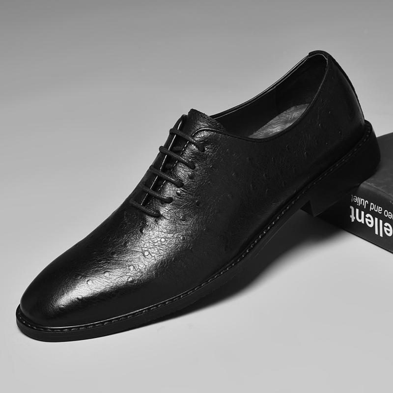 Mens Genuine Leather Casual Shoes High Height British Oxford Shoes Fashionable Formal Dress Footwear Luxury Brand Business Flats