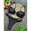 Bikini Sexy 3D a Fiore Set 2026 Donna Nero Bianco Ferretto a V con Supporto Micro Mini Costume da Bagno Costume da Bagno da Spiaggia Perizoma Pieghettato Costumi da Bagno