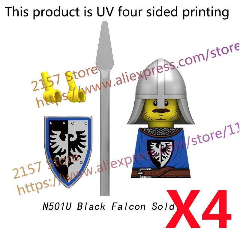 MOC Medieval Figure Building Block Castle Templar Knights Armor Militia Soldiers Gunners Shield Helmet Assembling Brick Toys S26