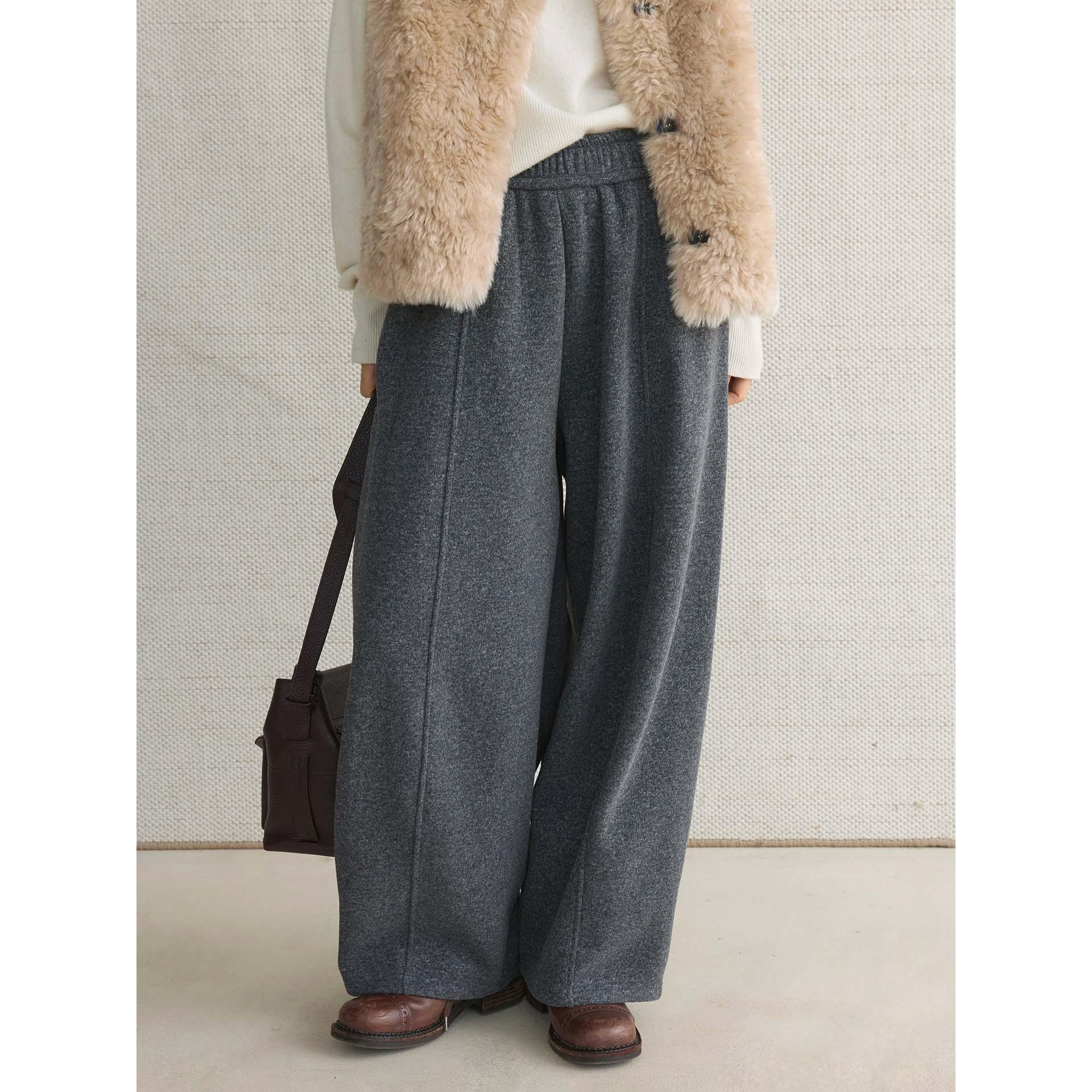 

Women s Winter Korean Style Soft Cashmere Casual Curved Blade Pants Medium светло-серый