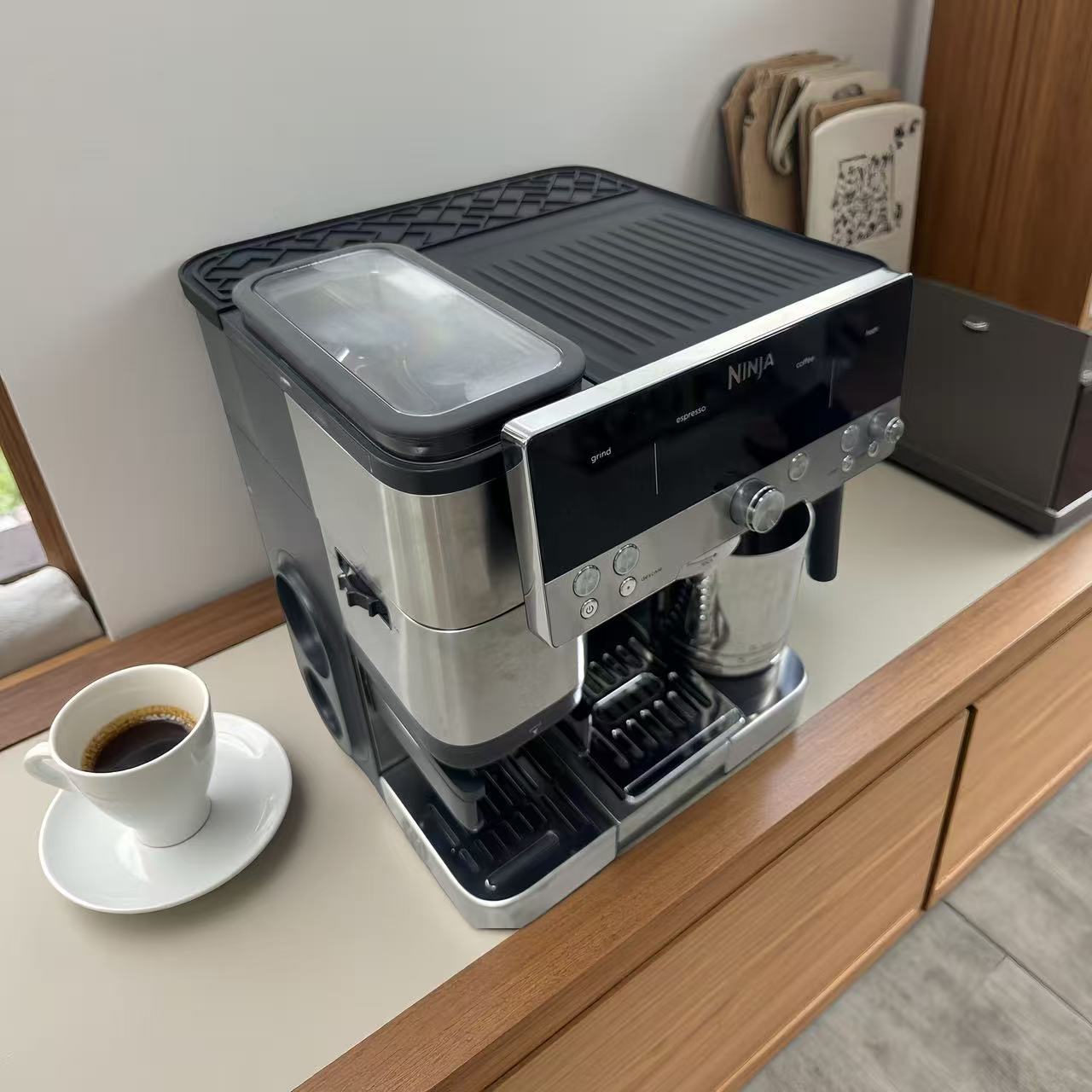 Coffee Top Mat for Ninja ES601 Luxe Espresso Coffee Machine Anti-Slip Waterproof Heat-Resistant Silicone Cover Cafe Accessories nero