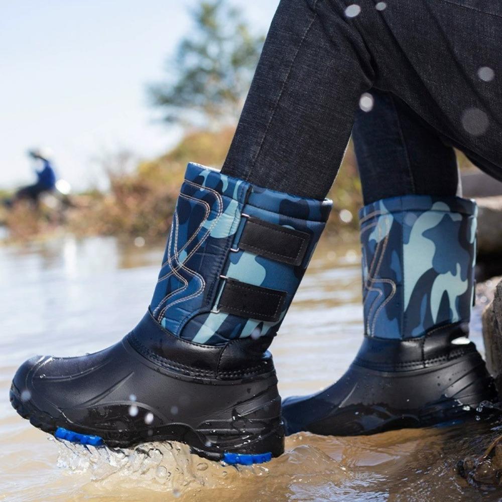 

Men s Fishing Shoes Fleece Thickened Large Cotton Shoes Winter Cotton Shoes Waterproof and Steel Nails Snow Boots 41