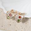 1 Pair Luxury Colorful Heart Shape Zirconia Dangle  Earrings for Women Golden Earring Jewelry Party Accessories