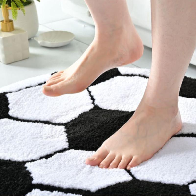 1pcs Round Football Entrance Mat Home Decorative Carpet Bathroom Absorbent Anti Slip Pad Machine Washable Multi-scenario Application Floor Mats