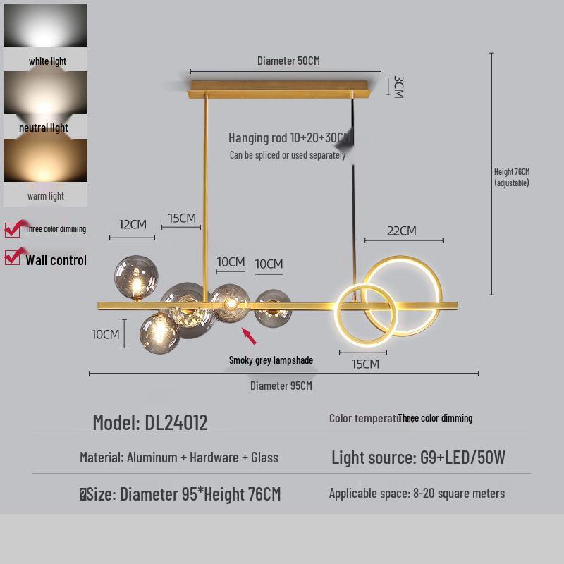 Nordic Modern Minimalist Chandelier - Creative Dining Room Light with Magic Bean Glass Bubbles.