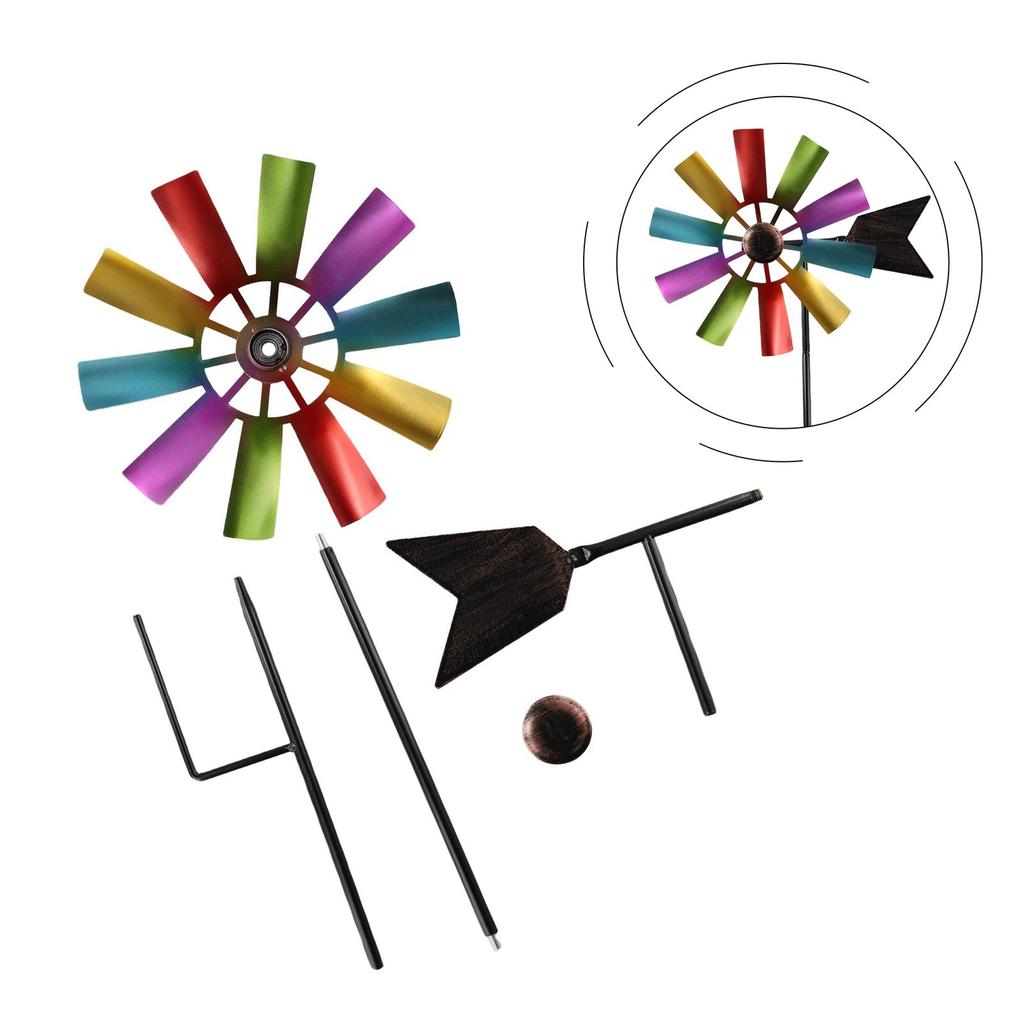 Creative Windmill Wind Spinner 73cm Balcony Garden Decoration Metal Multicolor Ornament Outdoor Patio Rotating