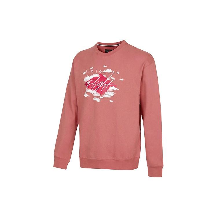 Men s Air Jordan SS22 Printing Fleece Sports Round Neck Wine Red DH9036-691 XXL