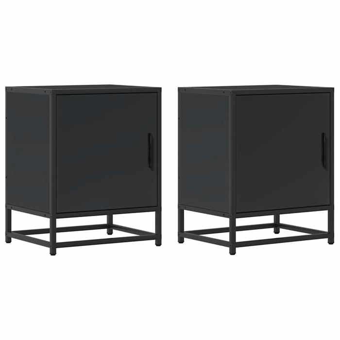VidaXL Bedside Tables 2 Pcs Black 40x31x50 Cm Engineered Wood Metal, Bedside Furniture, Side Table, Bed Cabinet, 848710