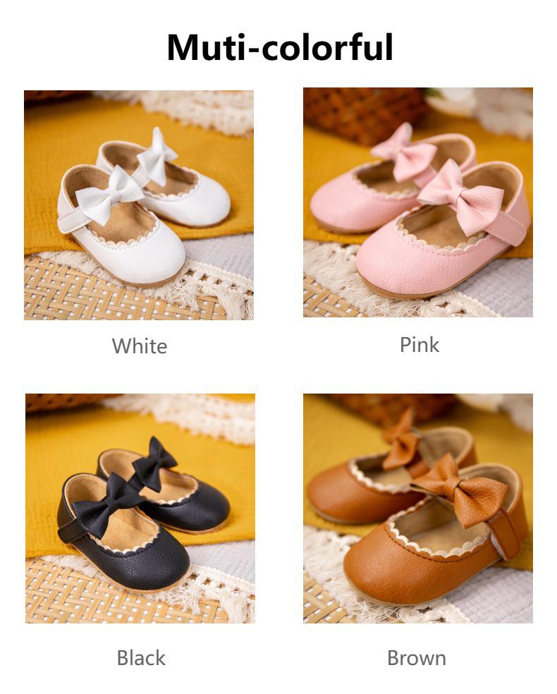 Baby Princess Shoes 0-1 Year, Soft Non-slip PU Leather with Bowknot, Suitable for Spring/Autumn.