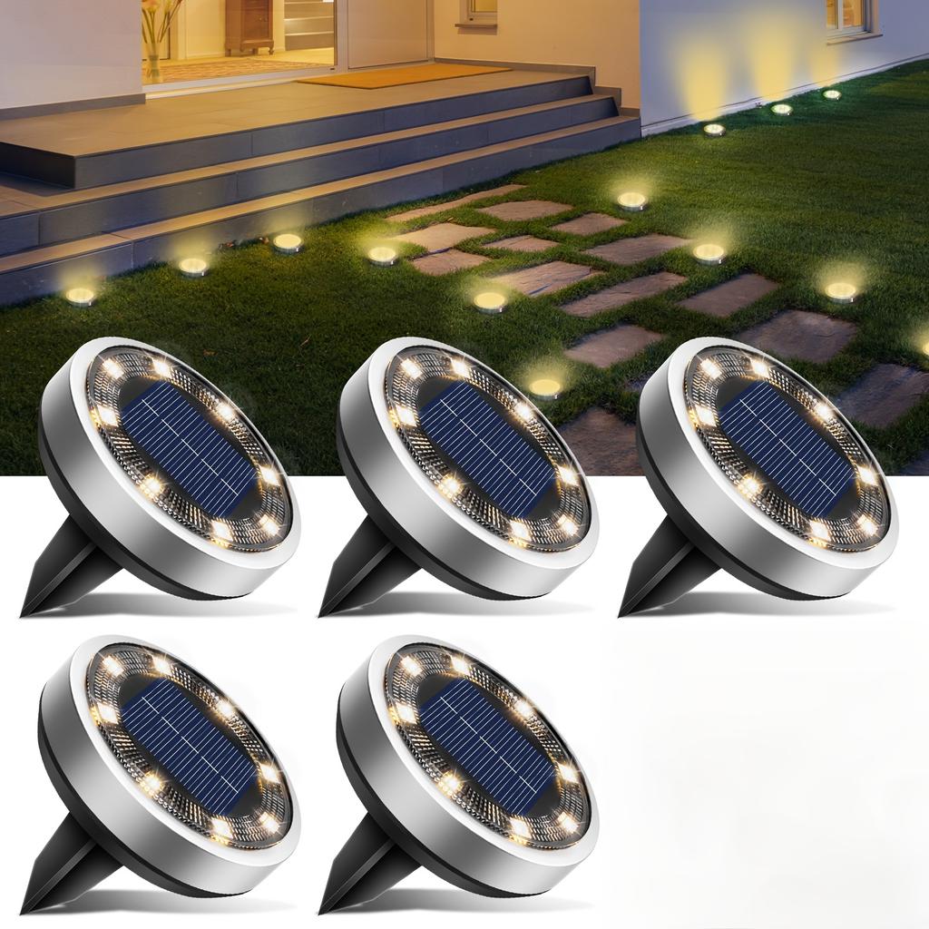 5PCS 8LED Super Bright Solar Buried Light, Outdoor IP44 Waterproof, Automatic Closing and Opening, Warm Light, White Light