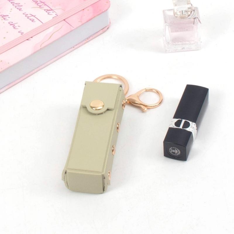 Portable Lipsticks Holder Keychain with Wild Leopard Pattern for Convenient Carry Multifunctional Accessory