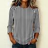 Damen Mode Lässig Bequem Raglanärmel Rundhals Dreiviertelärmel Gestreiftes Muster Pullover T-Shirt Oberteil