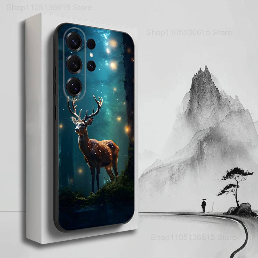 Cute Deer Animals Case For Samsung S10,Plus,S9,S22,S25,Ultra,S24,S21,S20,S23,FE,Lite,Soft Silicone Black
