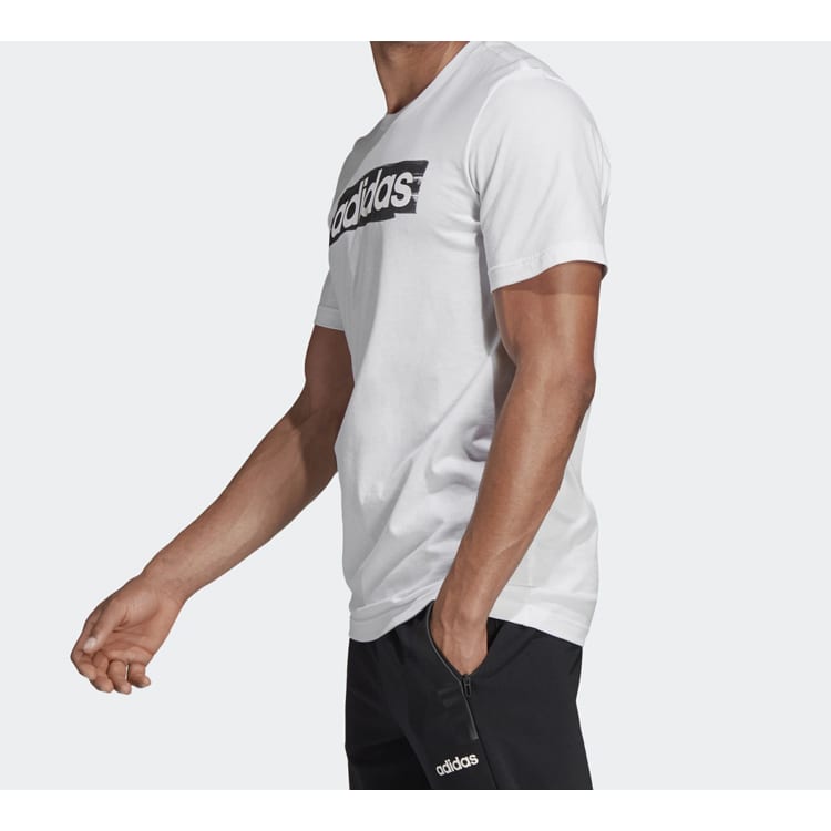 Adidas T Shirts Men's White Crew Neck Moderate Straight Fit DV3050