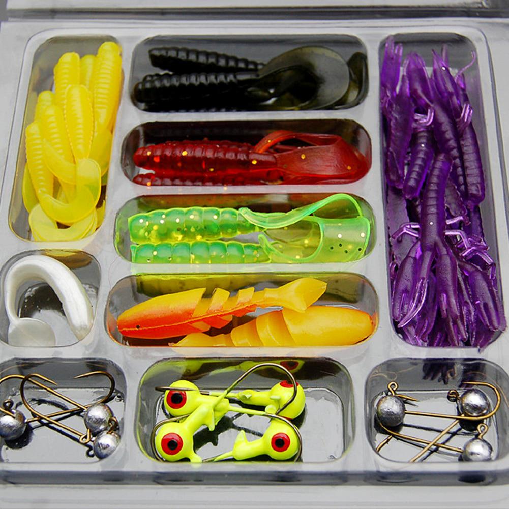 35Pcs/lot Fishing Lure Kit Mixed Soft Worm Lure Carp Jig Hooks Spinner Spoon Lure Isca Artificial Bait Fish Lure Set