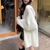 Milk fufu hooded imitation mink fleece sweater jacket women's autumn and winter medium and long loose lazy wind knitted cardigan women