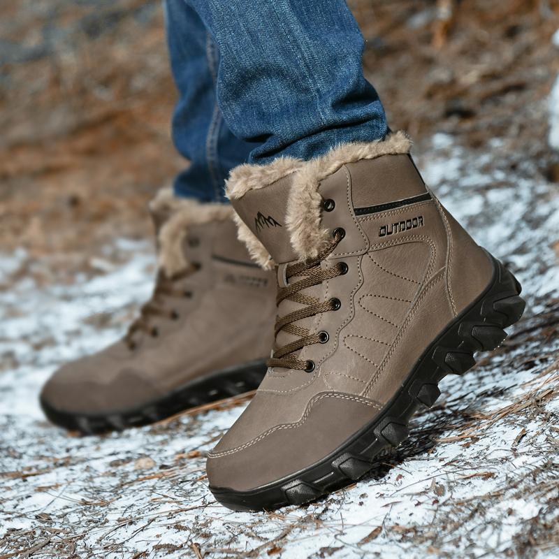 Winter Outdoor Waterproof Men Boots Russian Style Ankle Boots for Men Snow Boots Plus Size 39- 48