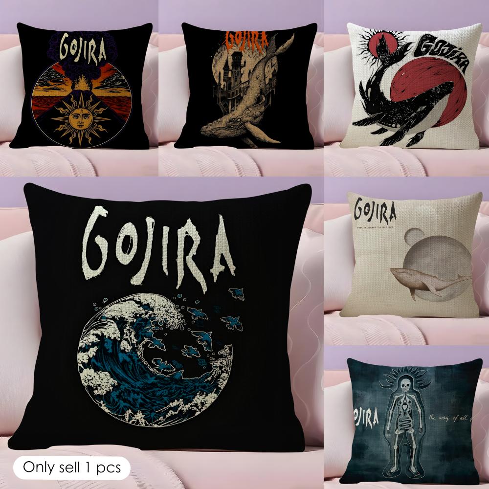 Band G-Gojira Cushion Cover Natural Linen Pillow Case Double-Sided Print Decorative Sofa Pillowcase Home Decor Gift