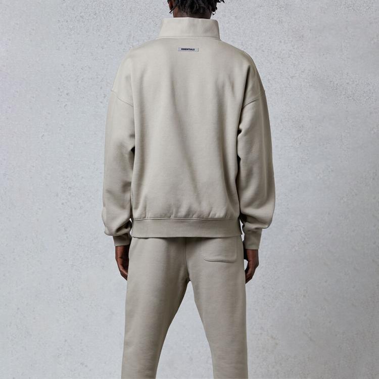 Fear of God Essentials FW20 Half Zip Fleece Sweatshirt Unisex Tops Olive FOG-FW20-200