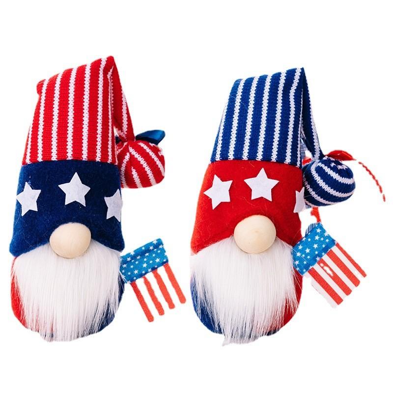 Playful Independence Day Gnome Doll With Knit Hat Featuring Bright Flag Designs For Home Decor