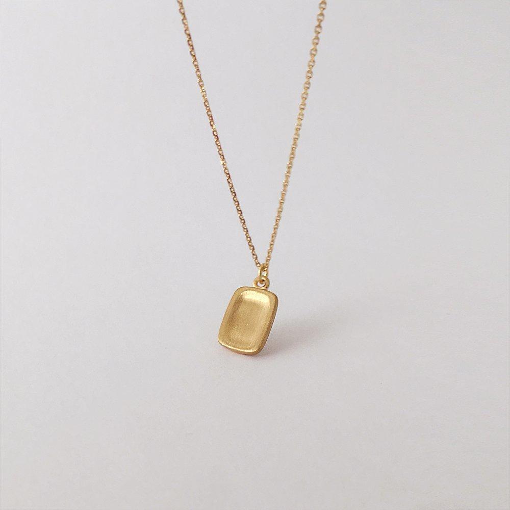 [ Modern Like ] 14K Gf Square Coin Layered Necklace