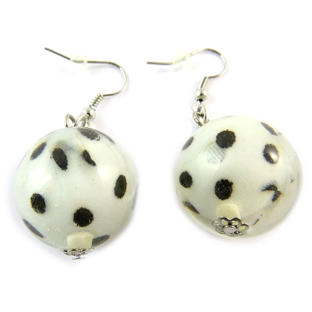 Les Trésors De Lily [N9938] - Designer Earrings 'Scarlett' White Black (small Polka Dots)