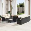 vidaXL 10-piece Garden Sofa Set with Black Poly Rattan Acacia Cushions, vidaXL 2-seater Garden Sofa with Storage 3364045