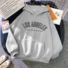 Los Angeles Hooded Sweatshirt with Letter Print, Men's and Women's Styles. Los Angeles Casual Hooded Sweatshirt, Fashionable.