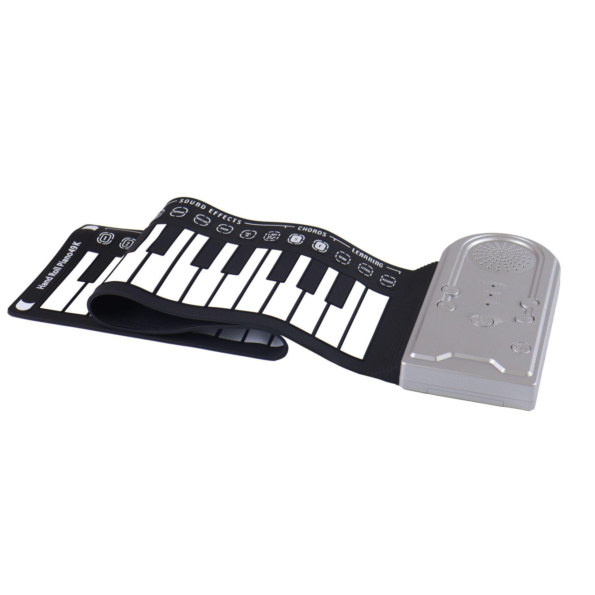 49-Key Hand-Rolled Portable Folding Trumpet Key Electronic Keyboard for Beginner Children