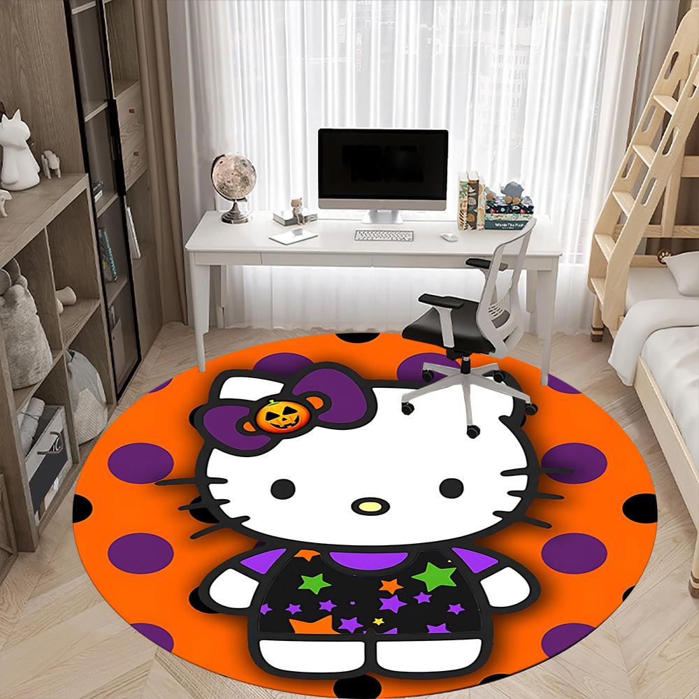 1pc Hello Kitty Chair Carpet for Office, Indoor Non Slip Washable Polyester Fiber Carpet, Mat For Office, Machine Washable