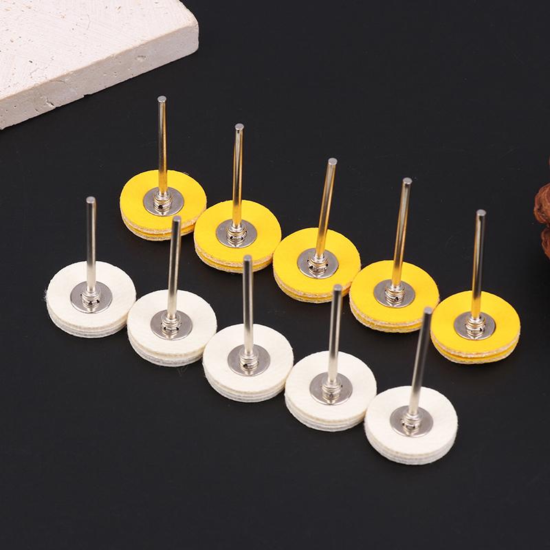 Polishing Wheel 5Pcs T-Shape 2.35mm Handle Yellow/White Cloth Wheel Jewelry Polishing Cloth Wheel Fine Polish Leather Wheel Tool