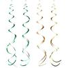 Guzon 24PCS Green Gold Party Hanging Swirl Plastic Streamer Party Swirl Spiral Decorations for Ceiling,Birthday Wedding,Baby Shower,Classroom