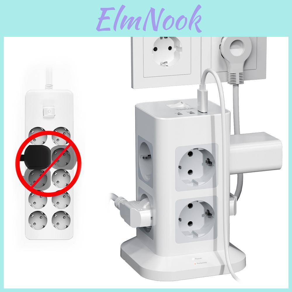 Protector8 Surge Way Multisocket Tessan Multiple Socket With 3 Usb Extension Cable Flat Connector 2 M