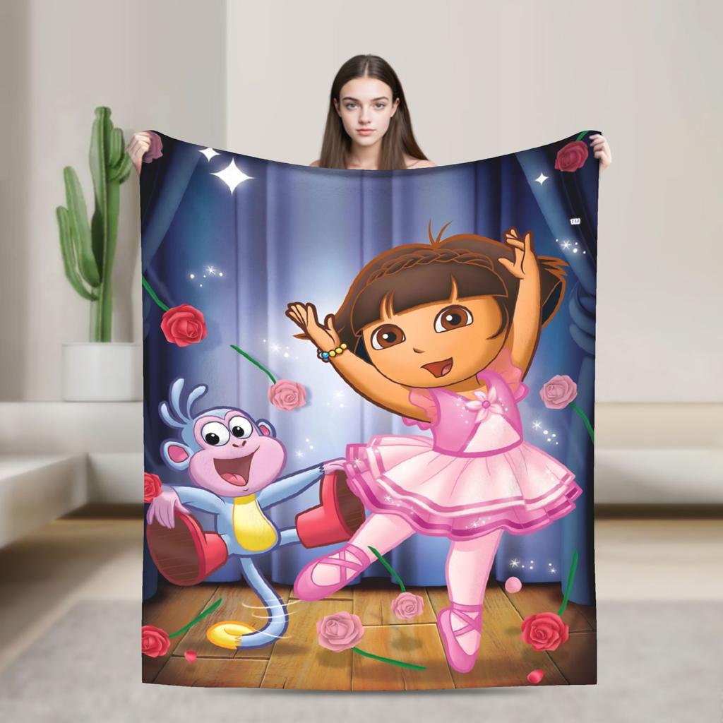 Doras The Explorer Blankets Soft Warm Street Trend Plush Throw Blanket For Couch Bed Picnic Flannel Bedspread Bed Cover